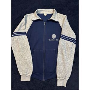 Vintage 1970s Turnbury Isle Sailing Full Zip Sweater Mens Medium Two Tone Stiped